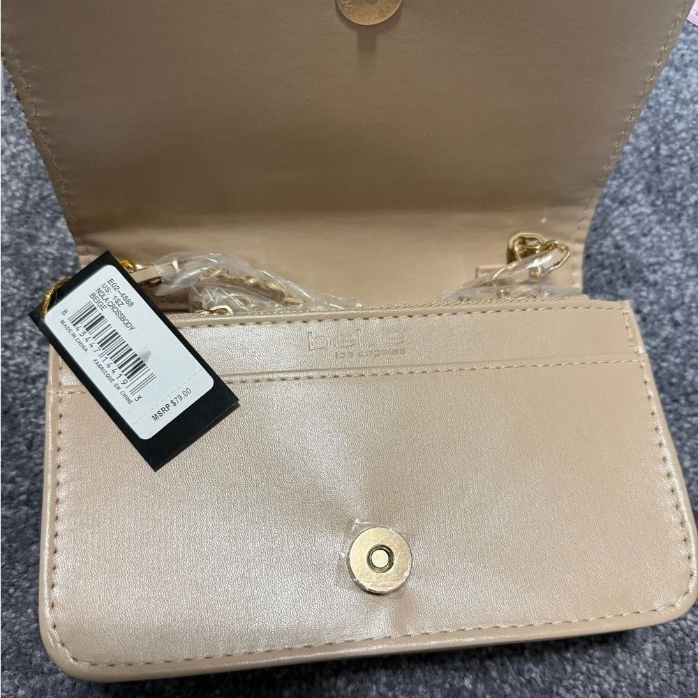 bebe Beige Textured Crossbody Handbag with‎ Gold Chain NWT - Picture 6 of 9